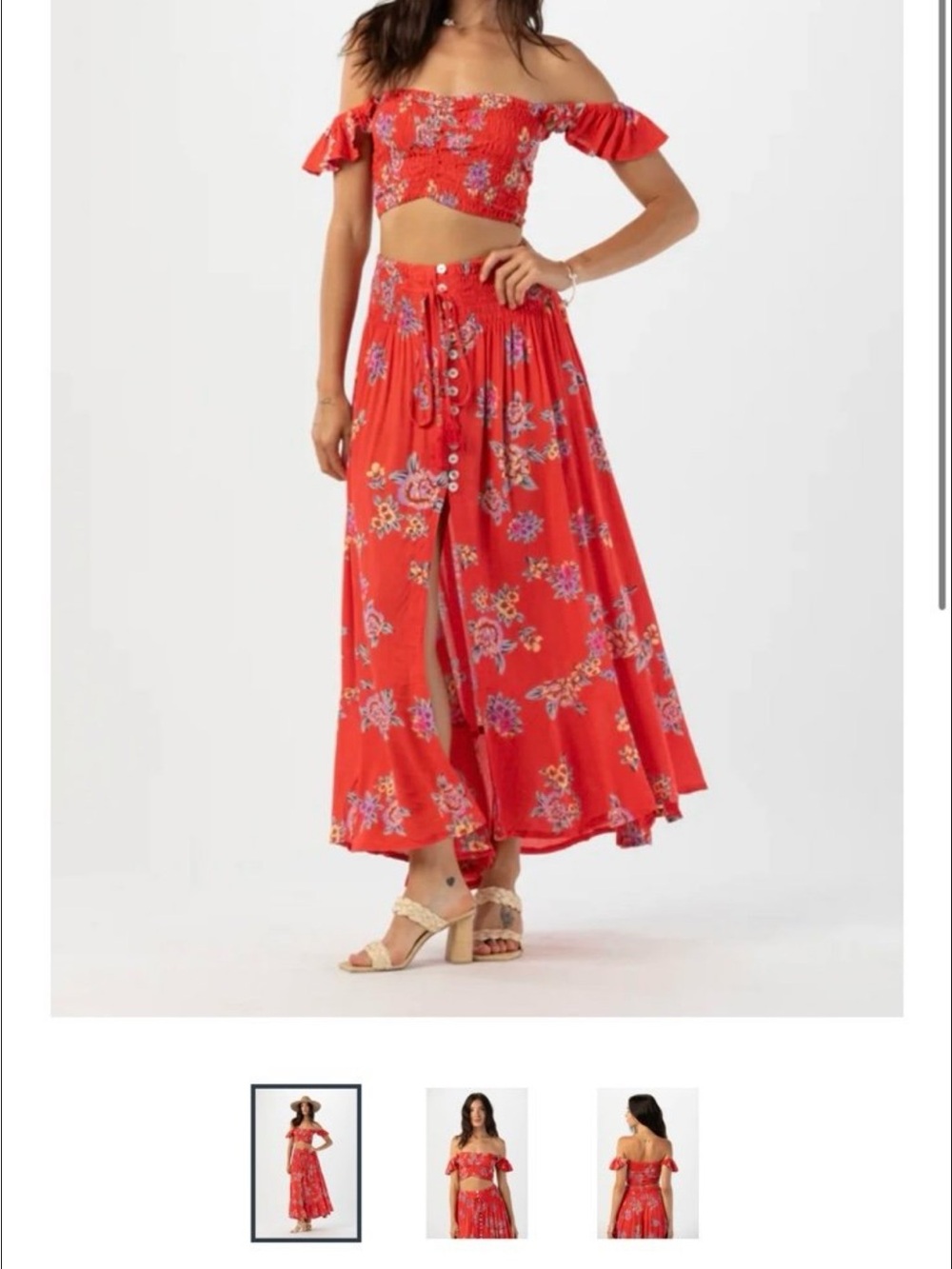 Tiare Hawaii Set Hollie Crop Top & Dakota Maxi Skirt Set Vintage Red